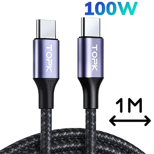 TOPK AC10 Type-C to Type-C 100W Cable 1m | Vape World Australia | Vaping Hardware