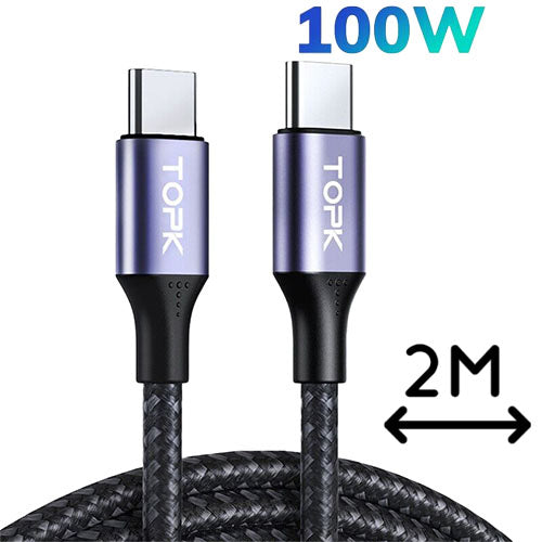 TOPK AC10 Type-C to Type-C 100W Cable 2m | Vape World Australia | Vaping Hardware