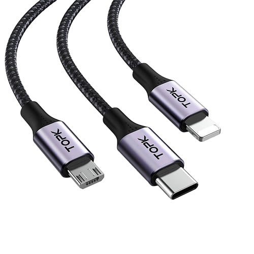 TOPK AS10 3 in 1 Micro USB Type-C Lightning Cable | Vape World Australia | TOPK AS10 3 in 1 Micro USB Type-C Lightning Cable | Vape World Australia |