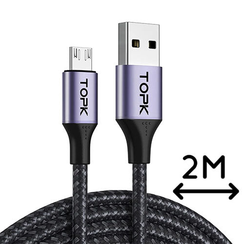TOPK AN10 Micro USB Charge n Sync Cable 2m | Vape World Australia | Vaping Hardware